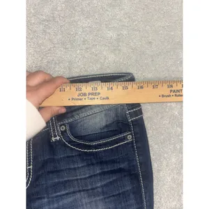 BKE Jeans Women's 27x28 Sabrina Stretch‎ Straight Dark Wash Denim Distress Crop thumbnail 8