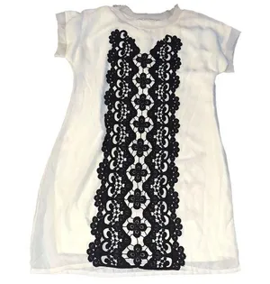 Miami Chic White Dress with Black Lace Detail thumbnail 1