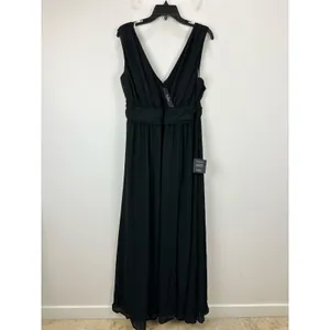Lulus Thoughts of Hue Black Surplice Maxi Dress Chiffon Formal Evening 1X NWT thumbnail 6