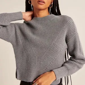 Abercrombie & Fitch Size M Crew Wedge Pullover Knit Sweater in Cream thumbnail 3