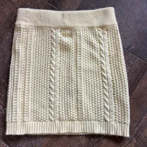 Cider Yellow Cable Knit Two‎ Piece Set Ruffle Crop Top and Mini Skirt Medium thumbnail 2