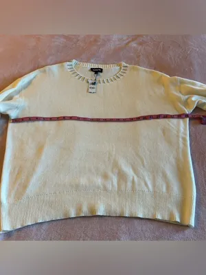 Express white long sleeve crew neck sweater rhinestone embellishments size L thumbnail 13