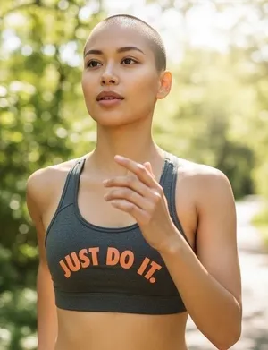 Nike Just Do It Sports Bra Gray Peach‎ Racerback Medium Support Workout Gym thumbnail 1