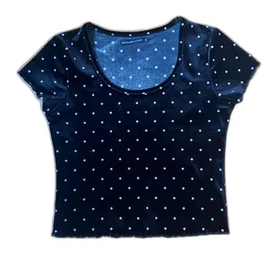 Abercrombie & Fitch Velvet Black and White Polka Dot Blouse Scalloped Trim Sz XS thumbnail 3