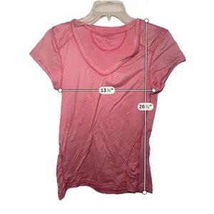 Pink V-Neck Short Sleeve Activewear Performance T-Shirt Women Small thumbnail 3