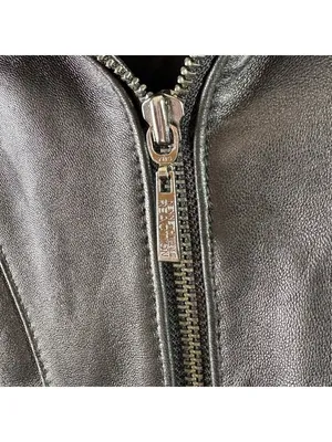 Kenneth Cole Reaction Black Leather Moto Jacket Women’s L Y2K Biker Zip thumbnail 6