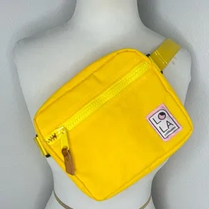 Lola California Sleek Hippie Waist Crossbody Fanny Pack Nylon Yellow Belt Bag thumbnail 2
