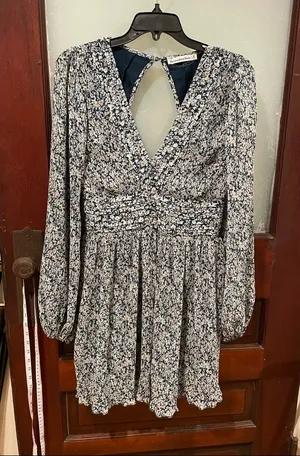 Abercrombie & Fitch Navy and White Floral Mini Dress thumbnail 1