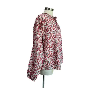 Universal Threads Red Ditzy Boho Peasant‎ Floral Blouse Sz Large thumbnail 2