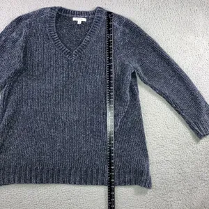 ORVIS‎ V Neck Chenille Knit Sweater Women XL Blue Marled Long Sleeve Cozy Casual thumbnail 5