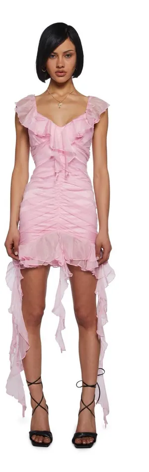 Generation Kiss Romantic Mini Dress Pink Ruched Ruffle Tulle Women’s Size Small thumbnail 1