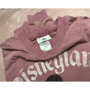 Disney Disneyland Mickey Mouse Sweatshirt Pink‎ Retro Style Striped Sleeves thumbnail 6