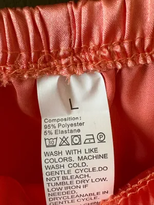 Coral Satin Button Front Pajama Set Pink Size L thumbnail 7
