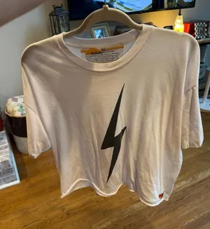 Aviator Nation Bolt Boyfriend Tee hand-applied lightning bolt women's XL thumbnail 1