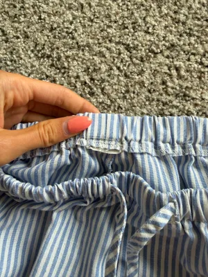Amazon White and blue striped comfy shorts thumbnail 3