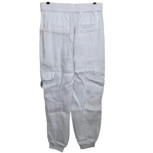 Alice + Olivia Cargo Buckle Joggers White Size Medium Linen Blend thumbnail 8