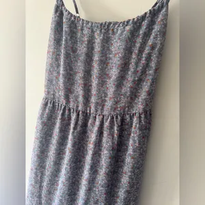 Rokoko Blue Floral Flowy Cottagecore Tiered Maxi Dress Criss Cross‎ Back thumbnail 2