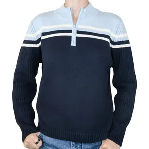 Vintage 90s Blue Striped Quarter Zip Sweater thumbnail 1