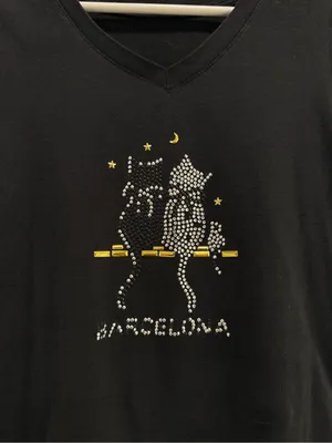 Y2K Bling Kitty Barcelona V-Neck Cap Sleeve Top thumbnail 2