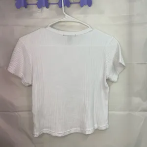 Forever 21 women’s solid white waffle knit short sleeve 100% cotton casual shirt thumbnail 5
