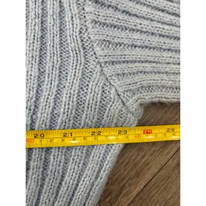 Altar'd State Crop Sweater Womens L Light Blue Rib Knit Balloon Sleeve thumbnail 5