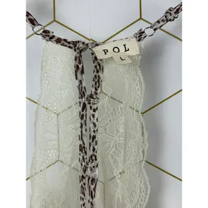 POL Tan and Cream Leopard Print Lace Camisole Tunic - Size - Large thumbnail 4