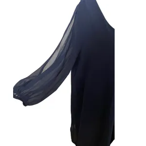 NWT Lulus Classic Holiday Party Dress Flowy Chiffon Navy Cocktail‎ Large thumbnail 4
