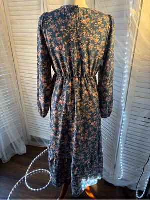 Source Unknown Navy Maxi Dress with Pink Floral Print thumbnail 3
