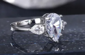 Elegant Promise Ring Inlaid Shining Evening Party Silver Ring thumbnail 2
