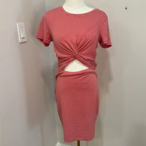 Abercrombie‎ & Fitch Red Striped Knot Front Cutout Mini Dress Womens Medium thumbnail 2