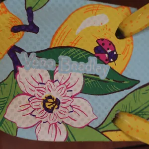 Vera Bradley Lemon Floral Ladybug Flip Flops Yellow Blue Women Size 8 thumbnail 2