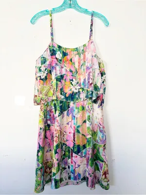 Amanda Uprichard dress Geometric Garden Silk sz L thumbnail 2