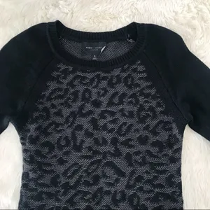 R+J COUTURE Leopard Print Sweater‎ Dress Fitted Raglan Sleeve Black Gray Small thumbnail 3