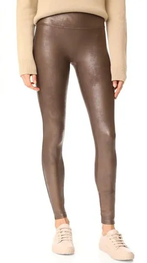 SPANX Faux Leather Leggings In Bronze Metal Size XS thumbnail 1