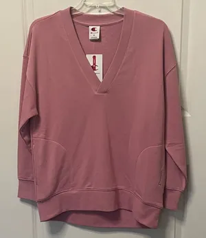 Champion Gameday Deep V Tunic Pullover Cosmic Pink Small thumbnail 1