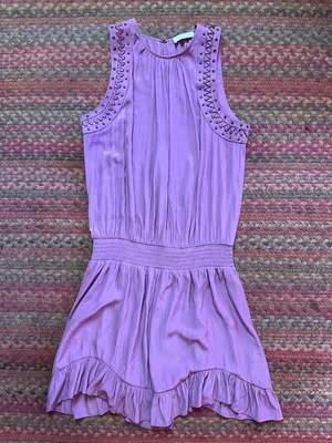 Ramy Brook Purple Whip Stitch Ruffle Mini Dress thumbnail 4
