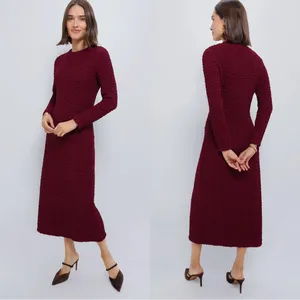 Hyacinth House • Tuckernuck Maroon Textured Madison Maxi Dress midi stretch knit thumbnail 13