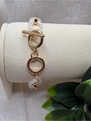 Gold & Frosted Resin Link Bracelet - Women Jewelry thumbnail 3