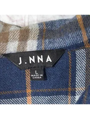 J.NNA Women’s Plaid Shacket Jacket Size Large Blue Brown Button Front thumbnail 6