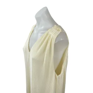 NEW Darling Women's Cream Ribbed V Neck Sleeveless Maxi Straight Slip Dress Sz S thumbnail 2