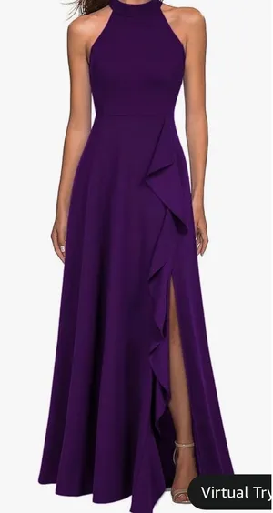 WOOSEA Womens High Neck Split Bodycon Mermaid Evening Cocktail Long Dress XL thumbnail 1
