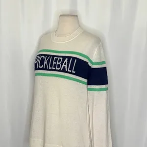 ALASHAN Cashmere Pickleball Sweater Pullover Sporty Text Script Preppy X thumbnail 5