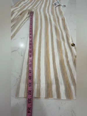 High-Rise Striped Cropped Wide-Leg Pants in Beige capris thumbnail 7