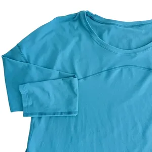 Lululemon Hit Unwind Long Sleeve Tonic Teal Blue Size 12 Rulu Side Tie Loose Fit thumbnail 4