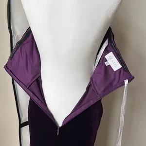 Azazie Larisa velvet strapless floor length dress Grape Size A6 4-6 thumbnail 4