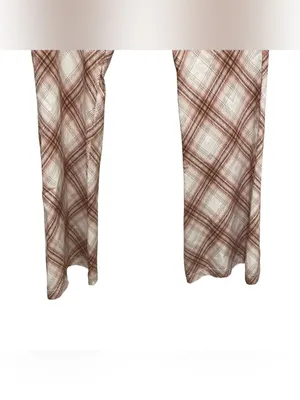 Hollister High Rise Flare Pants Brown Plaid Stretch Women’s Size XL Regular NWT thumbnail 3