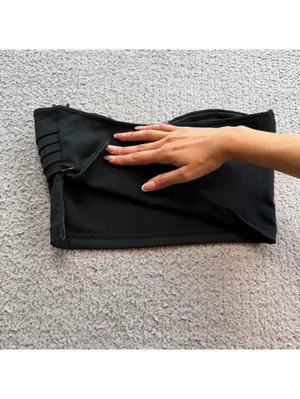 ZARA Black Pleated Strapless Sweetheart Bustier Crop Top Women’s M thumbnail 5