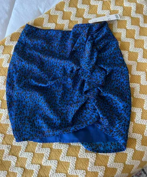 Urban Outfitters Blue Leopard Print Mini Skirt thumbnail 4