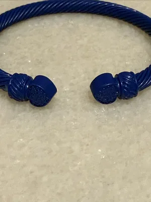 Plunder Cobalt Blue Twisted Cable Open Cuff Bracelet New thumbnail 3