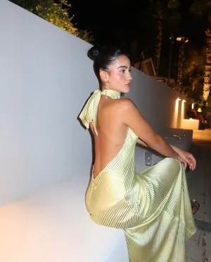 Zara dress maxi halter scarf satin bodycon wedding party Evening Gown thumbnail 6